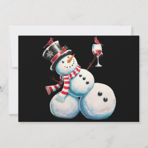 Sneeuwman met wijn Kerstmis Grappig Kerstcadeau Feestdagenkaart