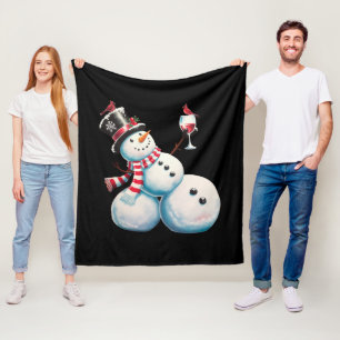 Sneeuwman met wijn Kerstmis Grappig Kerstcadeau Fleece Deken