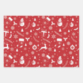 Sneeuwman Mitton Sneeuwvlok Kerstcadeau Inpakpapier Vel (Voorkant 2)