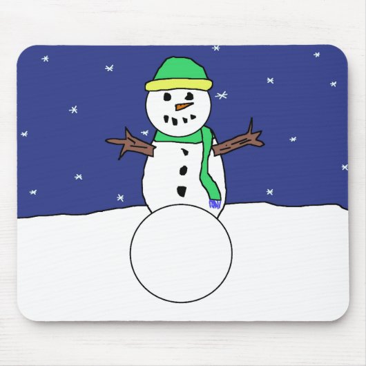 Sneeuwman mousepad muismat (Voorkant)