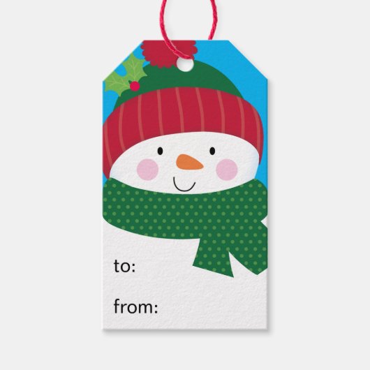 Sneeuwman Naar Van Cadeaulabel (Voorkant)