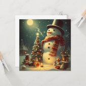 Sneeuwman onder de maan kaart (Voorkant / Achterkant in situ)