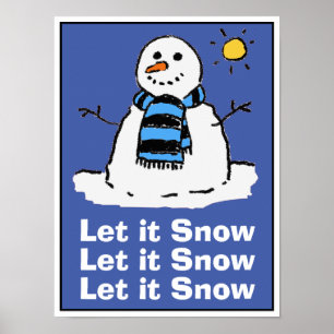 Sneeuwman op een zonnige winterdag. Kerstmis Poster