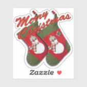Sneeuwman op Kerstmis Stocking Custom Cut Sticker (Vel)