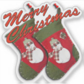 Sneeuwman op Kerstmis Stocking Custom Cut Sticker (Voorkant)