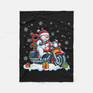 Sneeuwman op motorfiets Kerst Biker Grappig Te Fleece Deken