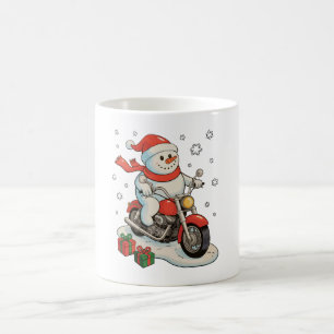 Sneeuwman op motorfiets Kerstmis Biker Xmas Koffiemok