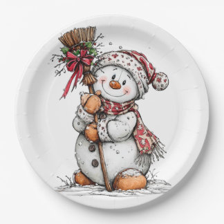 Sneeuwman  papieren bordje
