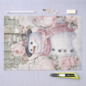 Sneeuwman Pastel Roze Winter Kerstmis Tissuepapier (Craft)