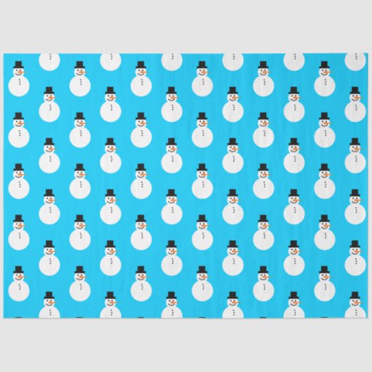 Sneeuwman Patroon Winter Kerstvakantie Sky Blue Tissuepapier (Voorkant)