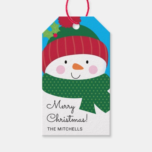 Sneeuwman Persoonlijk Cadeaulabel (Voorkant)