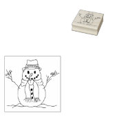 Sneeuwman Pet Sjaal Vogels Sneeuwillustratie Teken Rubberstempel (Gestempeld)