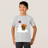 Sneeuwman Pilgrim Thanksgiving T-shirt (Voorkant volledig)