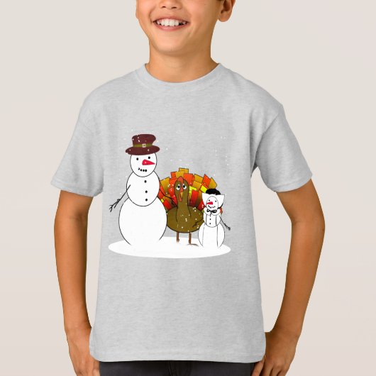 Sneeuwman Pilgrim Thanksgiving T-shirt (Voorkant)