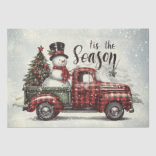 Sneeuwman Plaid Truck Waterverf Winterkerst Tissuepapier