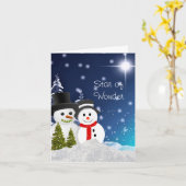 Sneeuwman Prettig kerstfeest kerstwens Kaart (Gele Bloem)