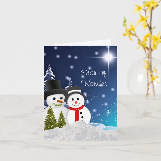 Sneeuwman Prettig kerstfeest kerstwens Kaart (Gele Bloem)