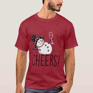 Sneeuwman proost wijn Kerstmis Grappig Kerstmis Wi T-shirt