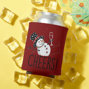 Sneeuwman proost wijn Kerstmis Grappige Kerstmis W Blikjeskoeler