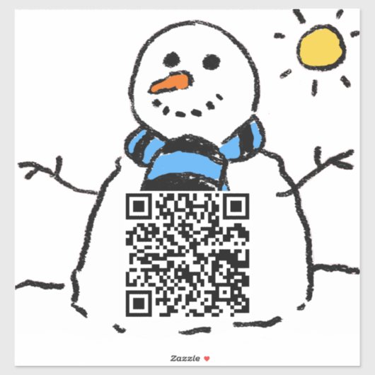 Sneeuwman QR Code Sticker (Vel)