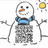 Sneeuwman QR Code Sticker (Voorkant)