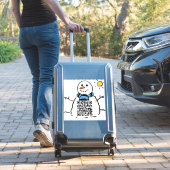 Sneeuwman QR Code Sticker (Koffer Insitu)