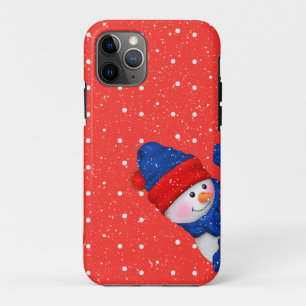 sneeuwman rode en witte stippen iPhone 11 pro hoesje