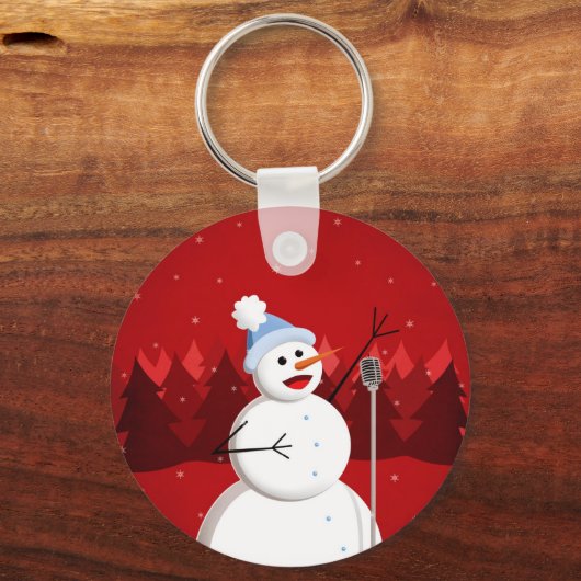 Sneeuwman rode kerst sleutelhanger (Voorkant)