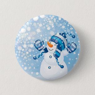 Sneeuwman Ronde Button 5,7 Cm
