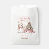 Sneeuwman Roze Kerstmeisje Baby shower Bedankzakje (Voorkant)