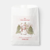  Sneeuwman Roze Winter 1e Verjaardag Bedankzakje (Voorkant)