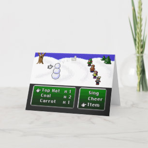 sneeuwman RPG met 16 bits Feestdagen Kaart
