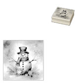 Sneeuwman  	rubberstempel (Gestempeld)
