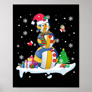 Sneeuwman Santa Volleybal Spelen Golf Xmas Player Poster