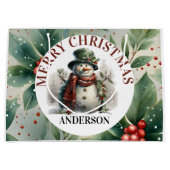 Sneeuwman Schattige Kerst Wishes Papier Bord Groot Cadeauzakje (Voorkant)