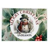 Sneeuwman Schattige Kerst Wishes Papier Bord Groot Cadeauzakje (Achterkant)