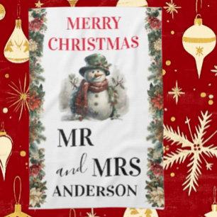 Sneeuwman Schattigee kerstwensen Papieren servet Theedoek