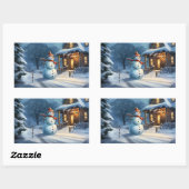 Sneeuwman schilderij rechthoekige sticker (Vel)