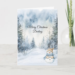 Sneeuwman Sneeuw Bomen Kerstmis Kaart