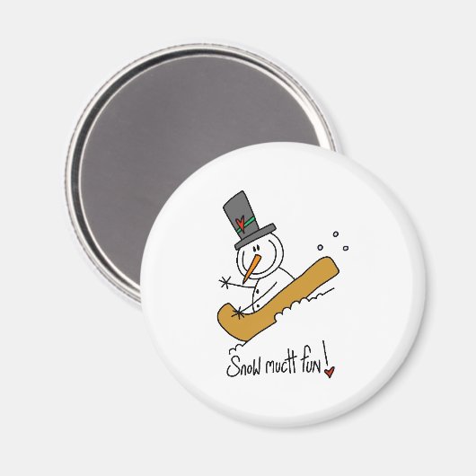 Sneeuwman sneeuw veel plezier magneet (Voorkant / Achterkant)