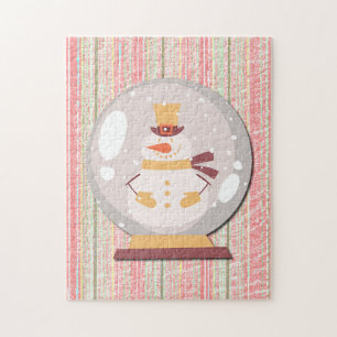 Sneeuwman Sneeuwbol Retro Puzzel Kunst