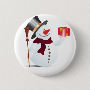 Sneeuwman / Sneeuwpop voor Kerstmis Ronde Button 5,7 Cm