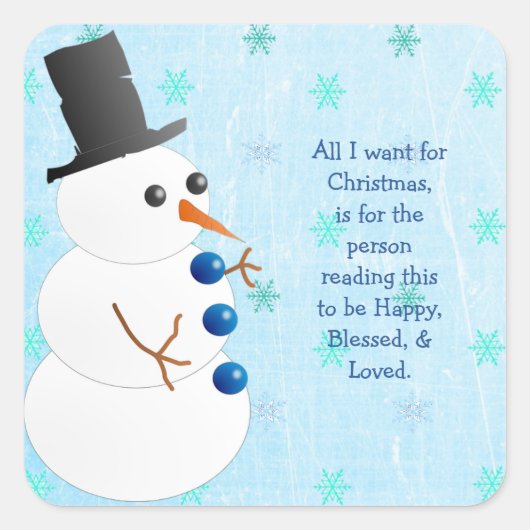 Sneeuwman Sneeuwvlok Kerstmis Quote Sticker (Voorkant)