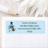 Sneeuwman Sneeuwvlokken Poinsettia Etiket (Insitu)