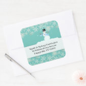Sneeuwman Sneeuwvlokken Winter Vakantie Adresetike Vierkante Sticker (Envelop)