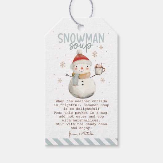 Sneeuwman Soep Cadeau Label  Cadeaulabel (Voorkant)