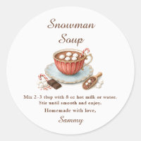Sneeuwman Soep Heet Chocolade Cadeau Etiket