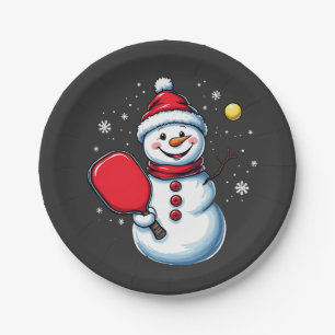 Sneeuwman spelen Pickleball Sport Christmas Lover Papieren Bordje