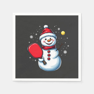 Sneeuwman spelen Pickleball Sport Christmas Lover Servet