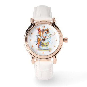 Sneeuwman Surfer Grappige Horloge